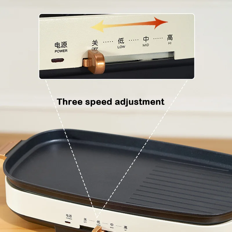 DMWD Electric Grill Non-stick Barbecue Machine Smokeless Korean Style Hotplate BBQ Teppanyaki Tools Household Grilled Meat Pan 5