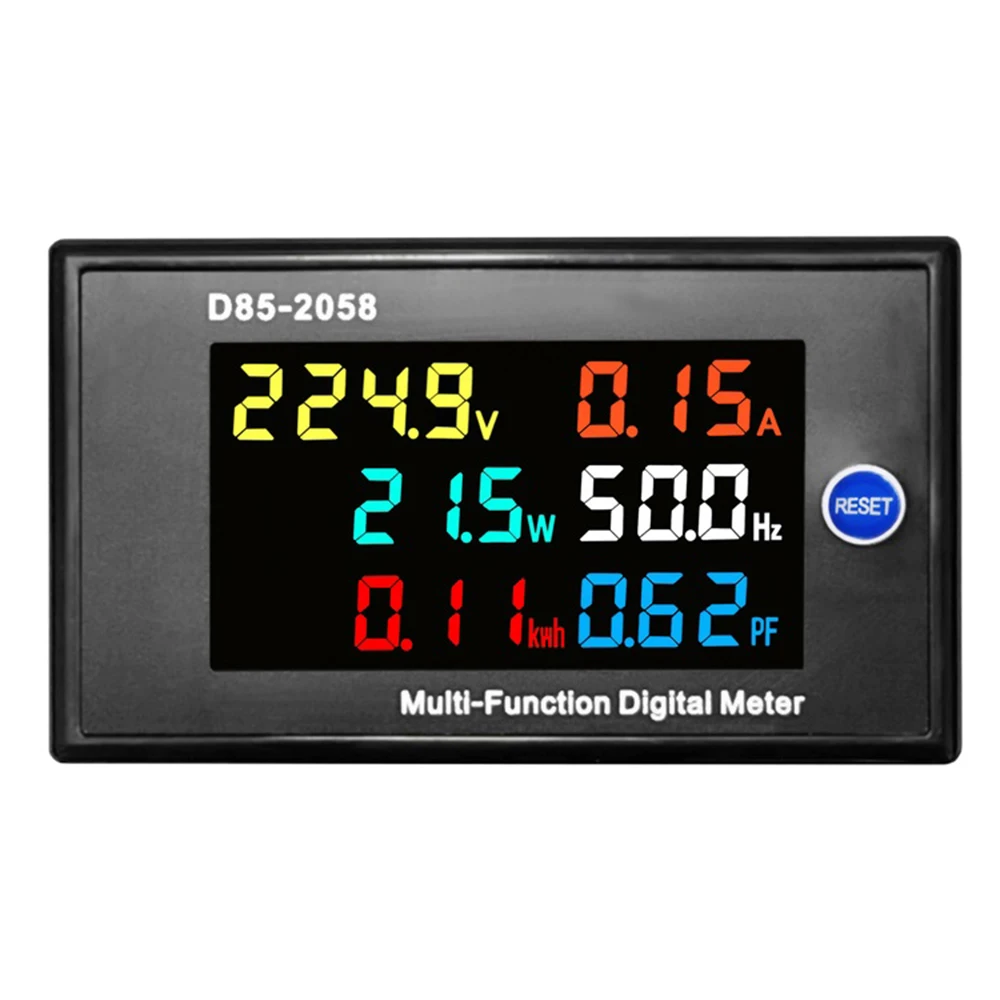 

D85-2058 Voltmeter Ammeter Current Voltage Power Factor Electric Energy Frequency Meter Digital Panel Wattmeter LCD VOLT AMP
