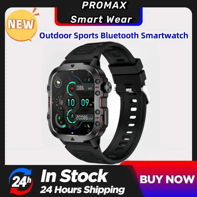 

2024 New Rugged Military Black Smart Watch Men For Android Xiaomi IOS 3ATM Waterproof Sport Fitness Ai Voice Smartwatch Outdoor