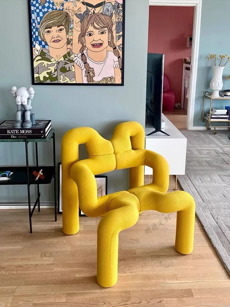 

Nordic designer model room coffee shop home art color armless home personalized metal spider chair