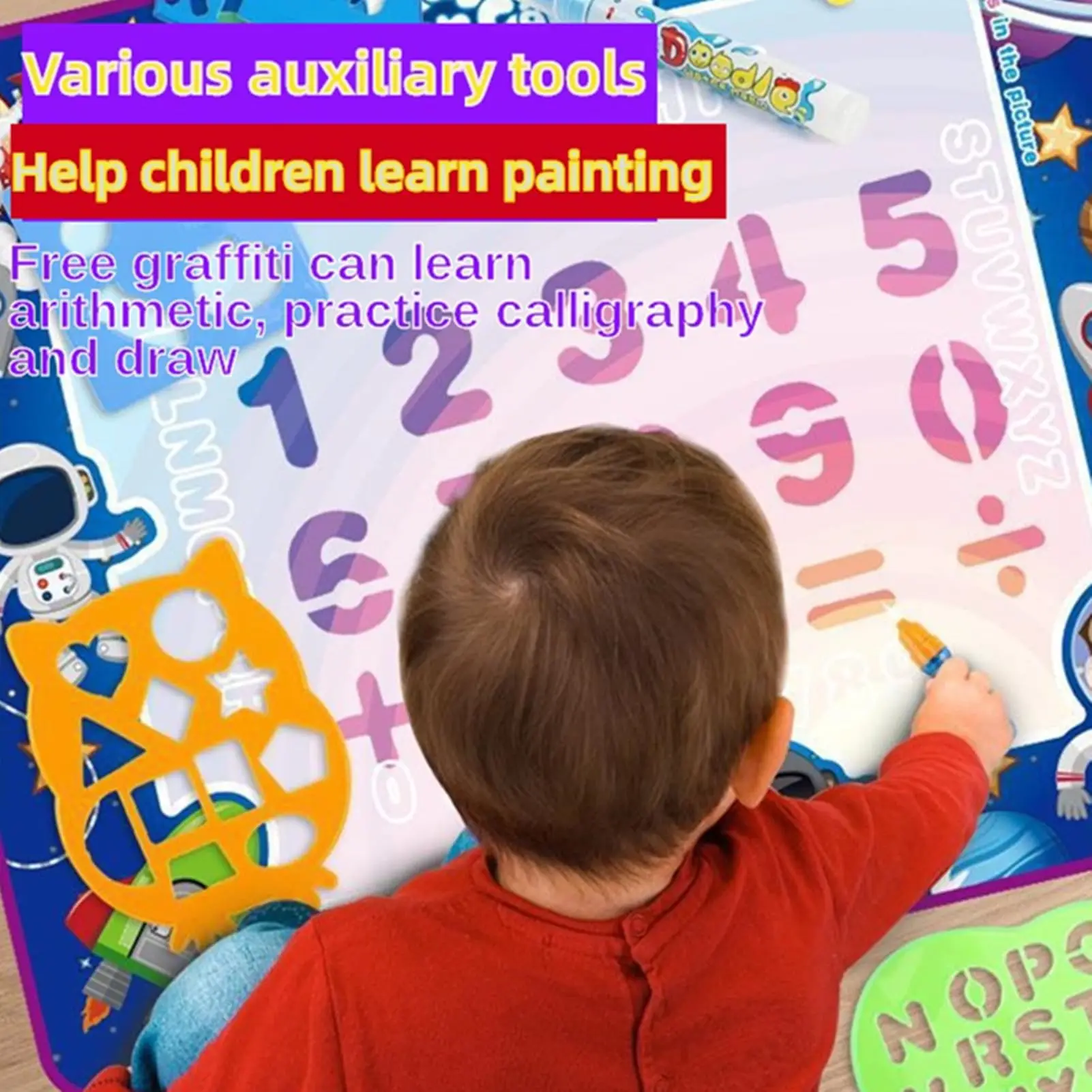100x80cm Water Doodle Mat Kids Toys Reusable Painting Writing Doodle Water Color Drawing Board Toddlers Preschool Education Toys 2