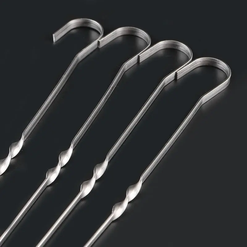 10 Pcs Stainless Steel Flat Meat Skewers For Outdoor BBQ Barbecue