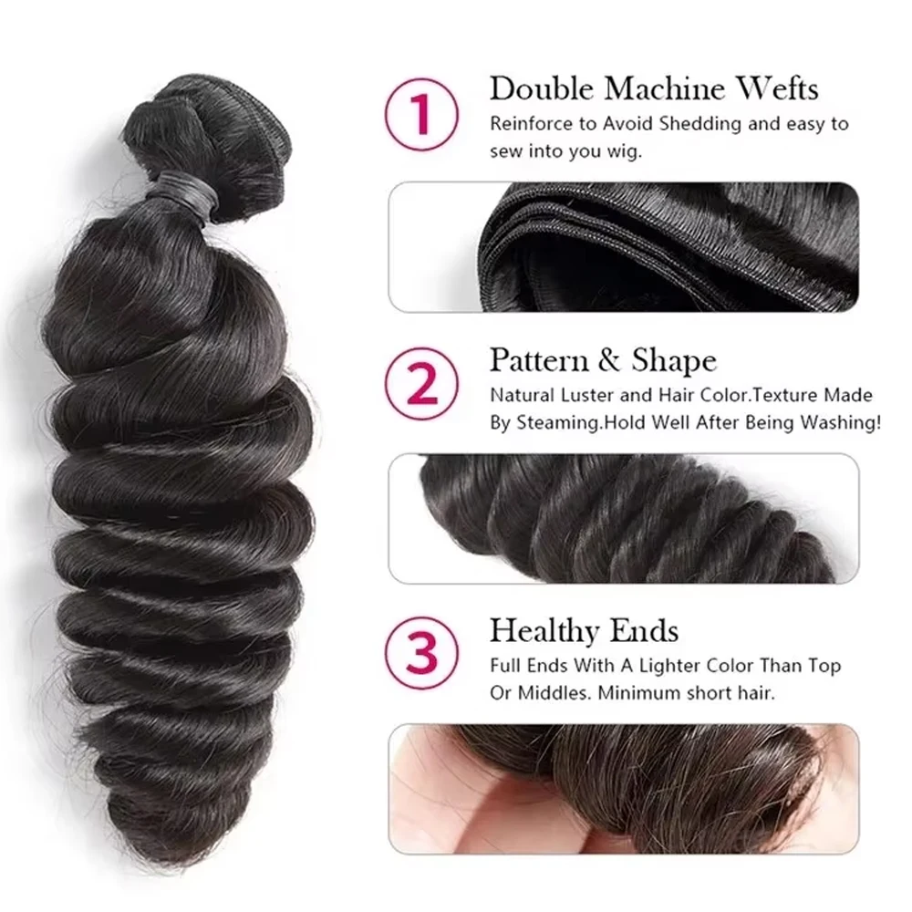 Raw Human Hair Bundles Brazilian 3 4 Bundles 28 30 Inch Virgin Remy Hair Extensions For Women Sew In Quick Weave Loose Deep Wave 4