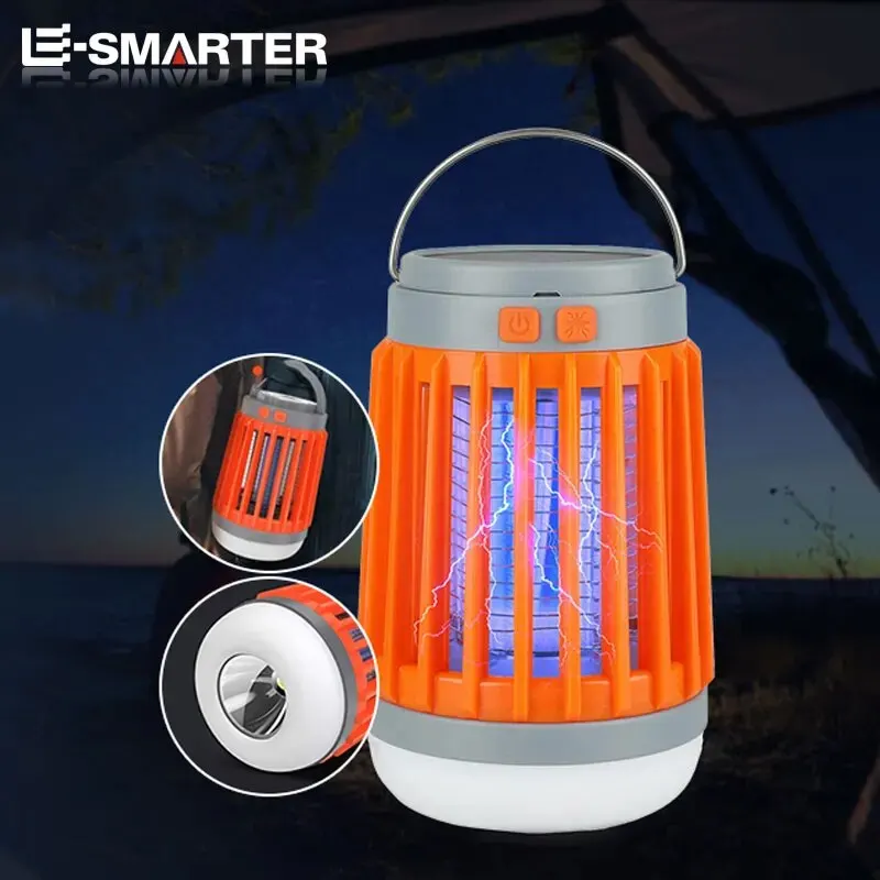 Electric Mosquito Killer Lamp UV Light Bug Zapper Trap Solar Charging Rechargeable Summer Fly Swatter Insect Killer Light