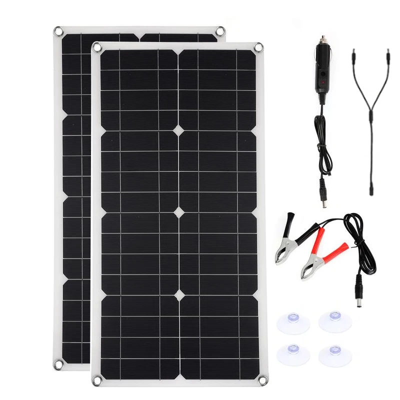 150W 300W Solar Panel Kit 12V Batterie Laden Mit 30A 60A Controller Modul 2  USB Port Zelle batterie Power Bank für Telefon RV Auto