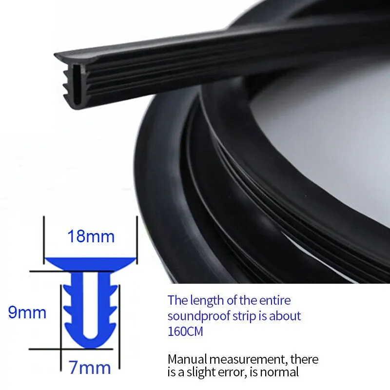 Rubber Sealing Strip 1.6M Car Auto Dashboard Noise Sound Insulation Universal for Weatherstrip
