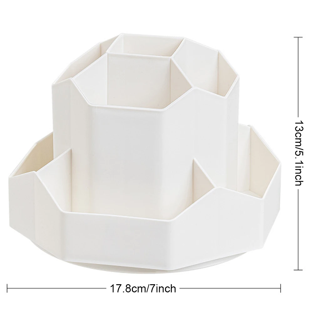 Desktop Stationery Organizer 9 Slots Stationery Storage Box 360 Degree Rotating Cute Pencil Cup Pot for Home Office School 6