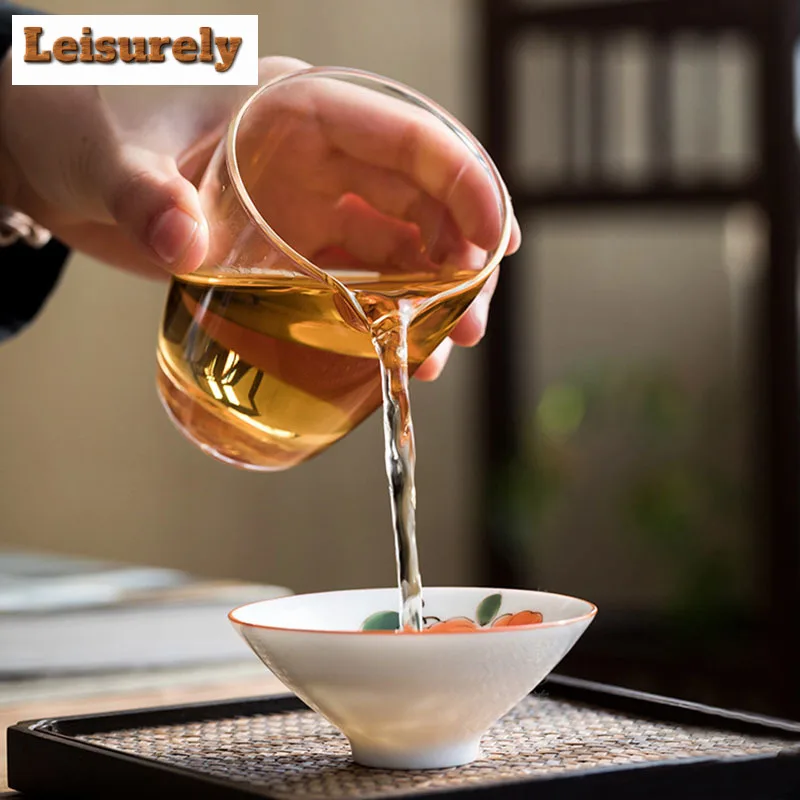 60ml White Porcelain Master Cup Hand Painted Ceramic Tea Cup Bowl Teaware Tea Set Cup Kungfu Teacups Set Small Cone Bowl Chazhan