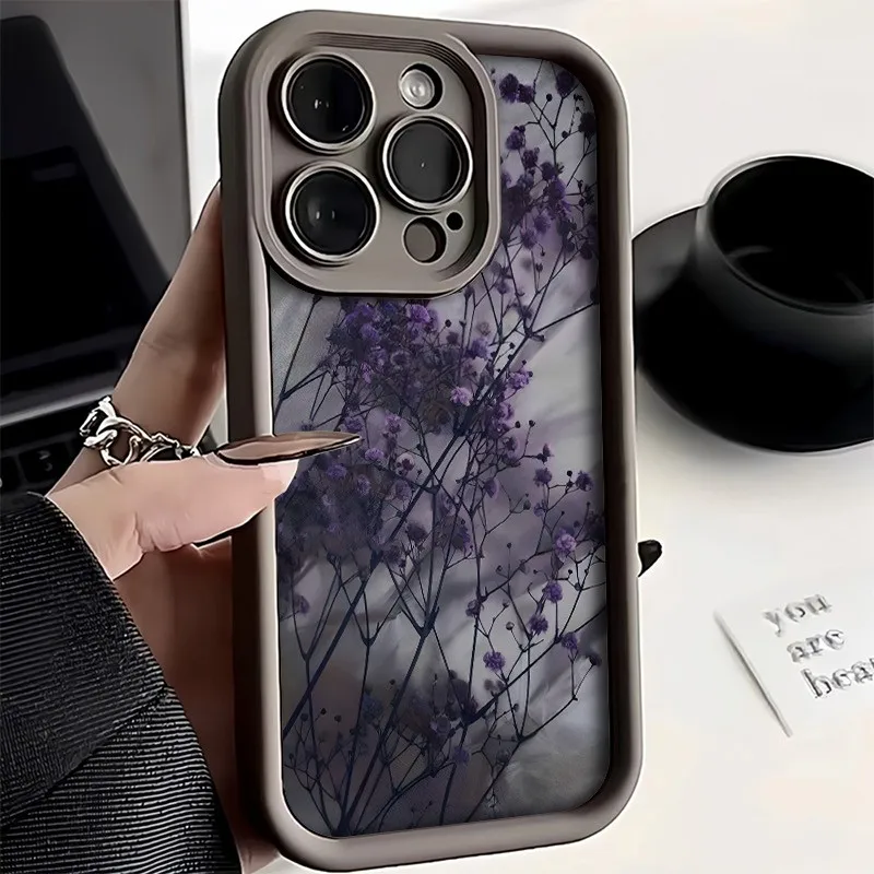 Purple Floral Shockproof TPU Candy Phone Case