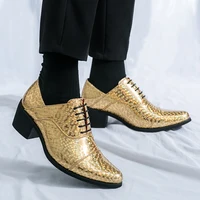 New pointed high-heeled shoes for men to increase business dress office men's shoes groom wedding wedding shoes 5