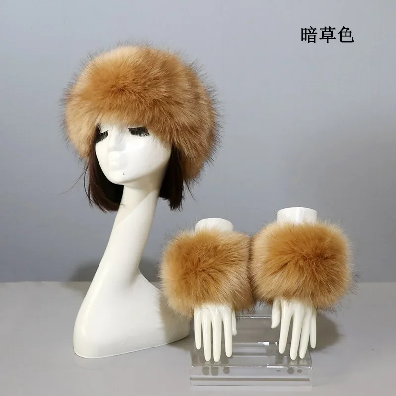 Winter Dicke Warme Pelzige Haarband für Frauen Mädchen Mode Flauschigen Faux Pelz Russische Hut Stirnband Outdoor Wärmer Ski Beanie Hüte – Detail 38