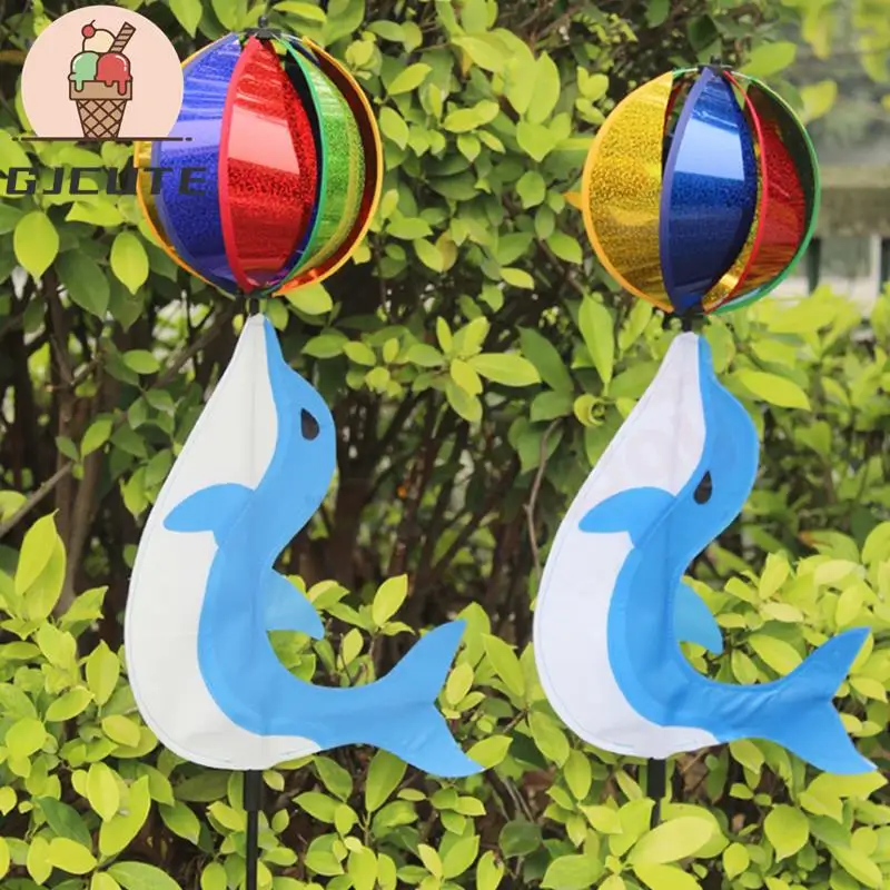 1pc Wind Spinner Colorful Windmill Rainbow Cute Cartoon Animal Dolphin Winnower Kids Toy