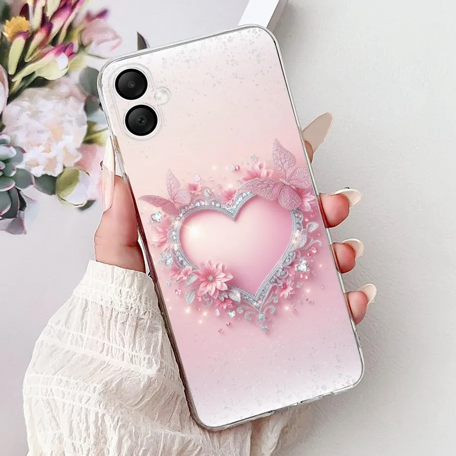 Floral Love Heart Soft Silicone Phone Case - Elegant TPU Cover
