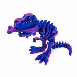 Articulated T - Rex Skeleton Dinosaur Toy with Bone Accessories, Multi - Color Gradient, Festive Gift Edition (Purple Mini T Rex)