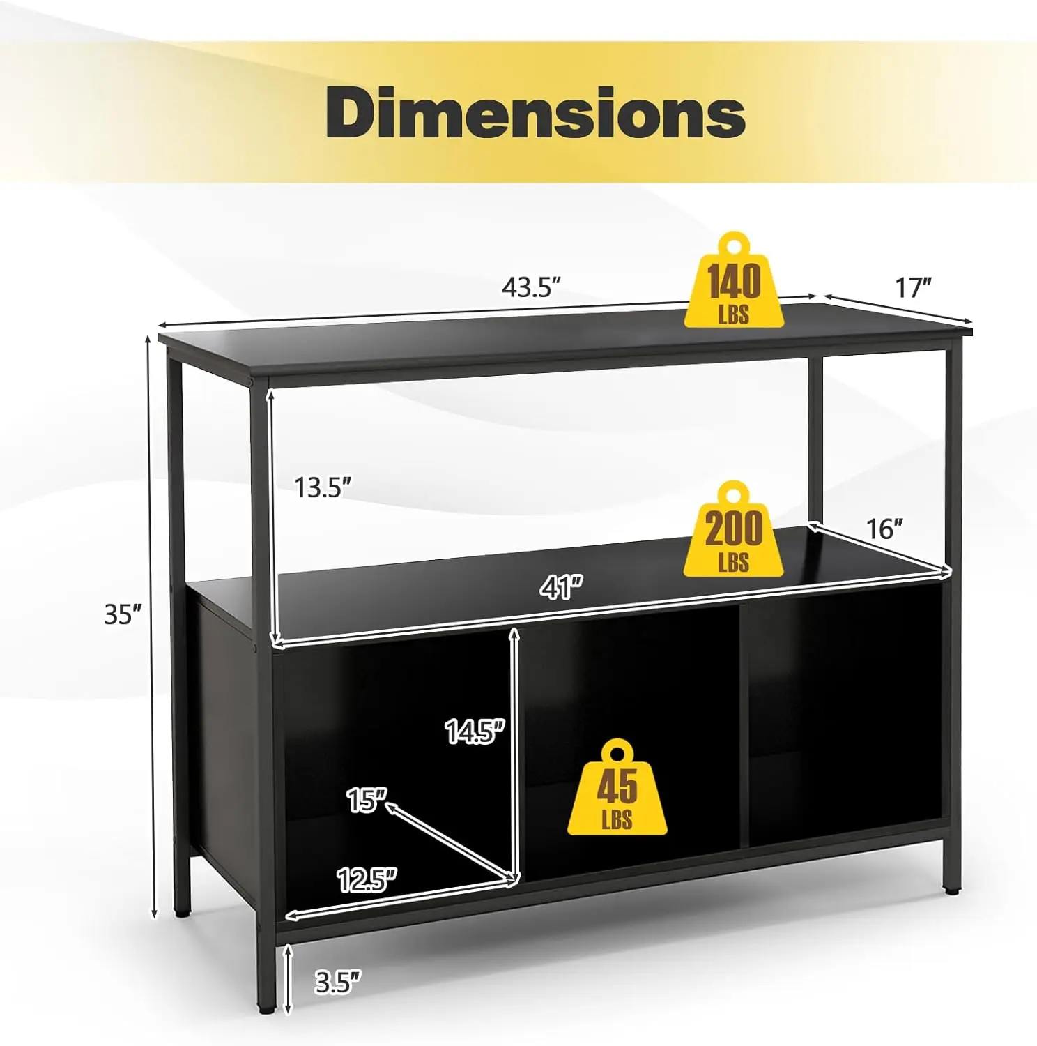 Buffet Cabinet with Storage, Sideboard with 1 Open Shelf & 3 Cubbies, Wood Buffets & Sideboards, Modern Coffee Bar Table