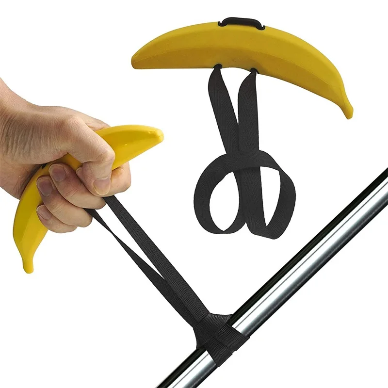 

Ox Horn Gym Resistance Handles Banana Anti-slip Grip Strong Nylon Webbing Fitness Grip Puller Strength Training Accessories