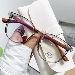 Ultra - Light Retro Wood Grain Round Frame Myopia Glasses with Anti - Blue Light Protection - 0(anti - blue) (GRAY)