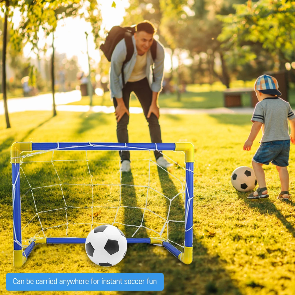 Foldable Kids Football Goal Training Practice Movable Soccer Ball Goal Post Net Indoor Outdoor Games Children Football Goal Kits