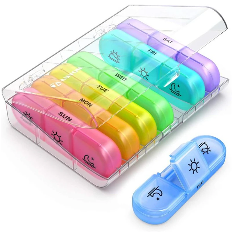 

New Pill Box 7 days Organizer 21 grids 3 Times One Day Portable Travel with Large Compartments for Vitamins Medicine Fish Oils