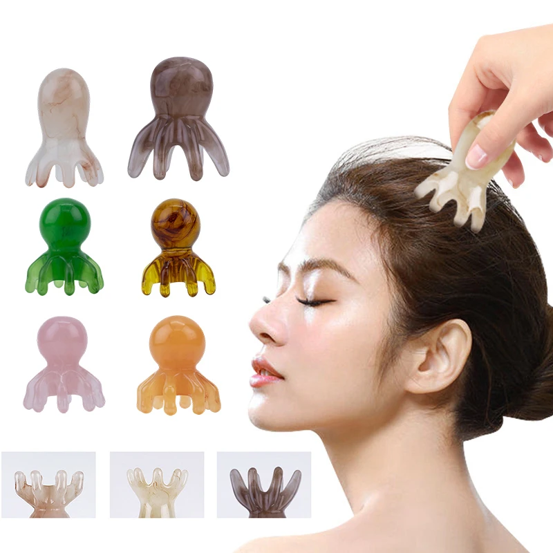 Harz Octopus Kamm Kopf Massagegerät Meridian Schaben Kopfhaut Massage Pinsel Akupunktur SPA Gua Sha Gesundheit Tiefe Massage Werkzeug – Detail 10