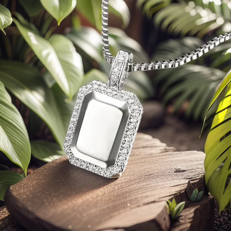 VANAXIN  Fashion Luxury Square Pendant Necklace for Women Jewelry CZ  Statement Jewelry