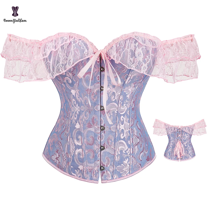Steampunk Victorian Corset Women Top With 12 Steel Bones Lace Sleeves Chest Binder Bustier Plus Size 6XL Lingerie Gorset waist corset,corset bustier top,lace corset,chest binder