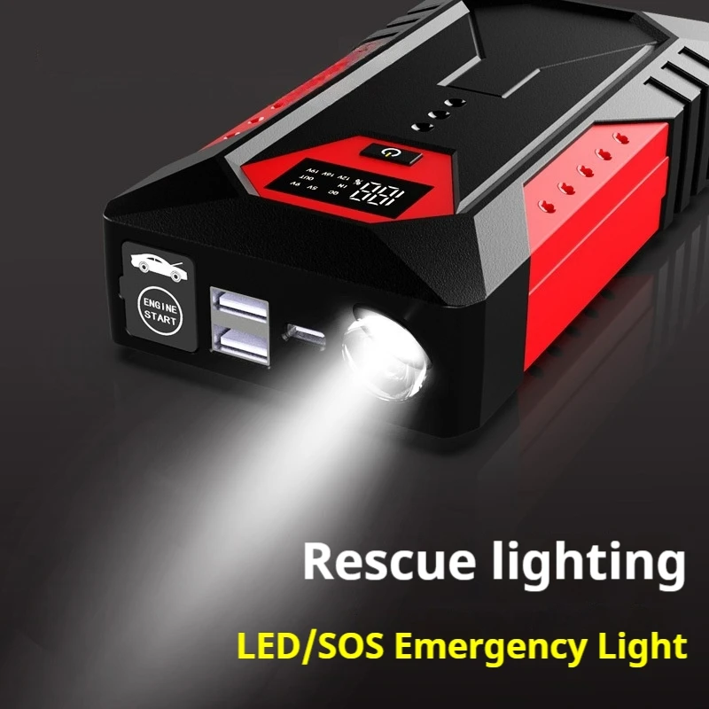 Emergency Car Battery Starter Booster 18000mAh 12V Car Jump Starter Portable Power Bank Petrol Diesel Starting Device Cables
