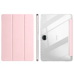 Trifold Leren & Acrylaat Heldere Harde Rugstand Tablet Case met Penhouder