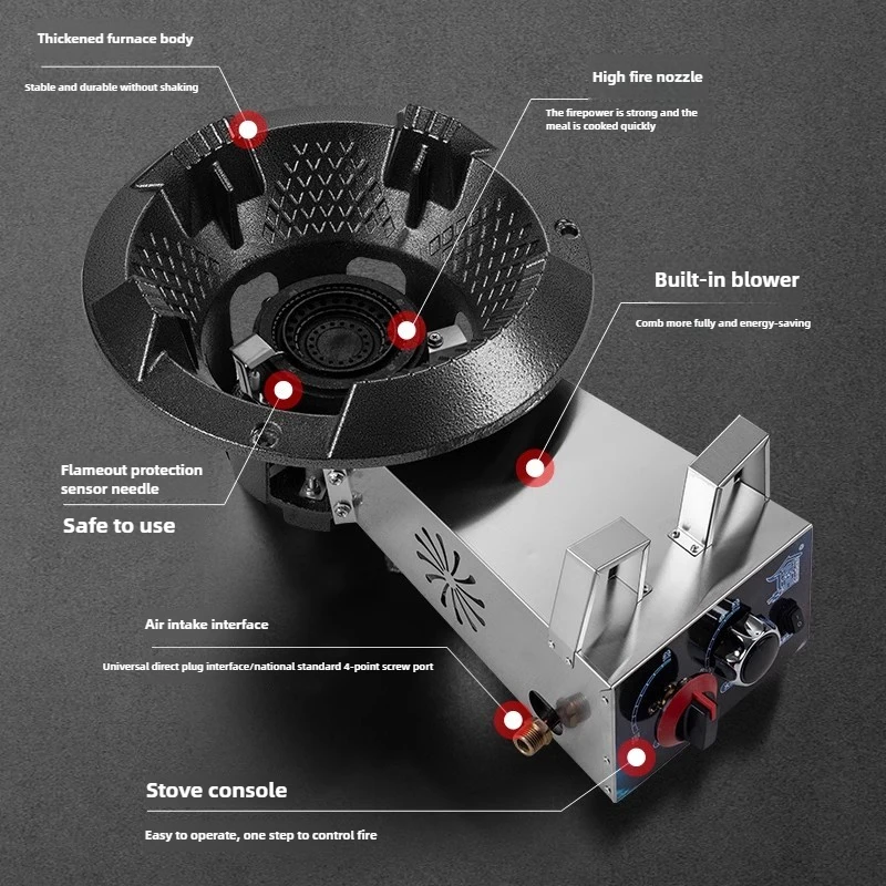 Commercial Fierce Fire Stove with Blower Flameout Protection Device Natural Gas Liquefied Gas Cooktop Low Pressure Stove