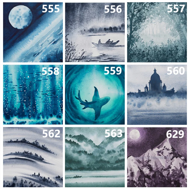 Original Russian White Nights Precipitation 15 Color Watercolor Pigment Solid Full Block Artist-grade Acuarela Art Supplies 4