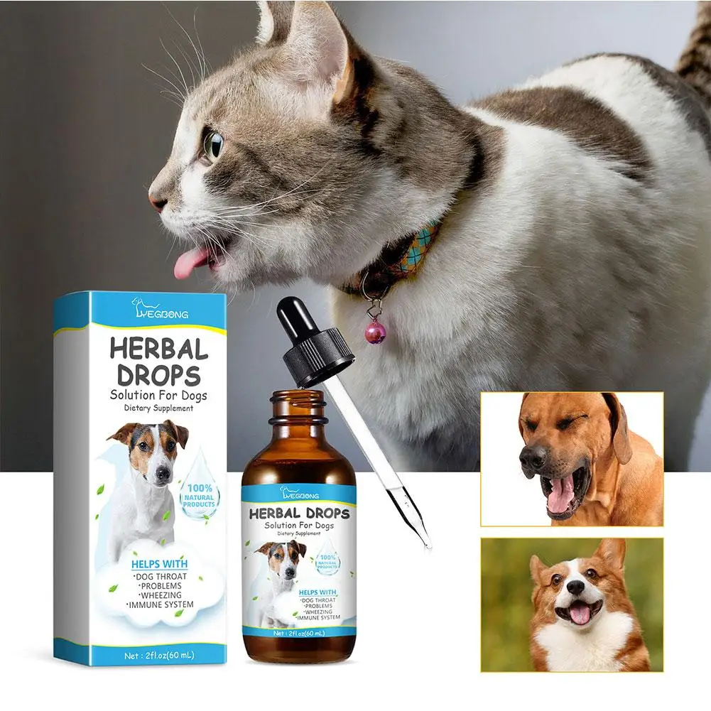 Pet Herbal Drop for Nighttime Cough Relief Safe Natural Formula Cough Throat Symptoms Soothing Calming Essential Oil 60ml