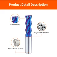 TOOLEYE HRC65 fraise en bout de carbure 4 cannelures fraise à métal outil de coupe CNC Maching revêtement fraises plates pour l'acier inoxydable 5