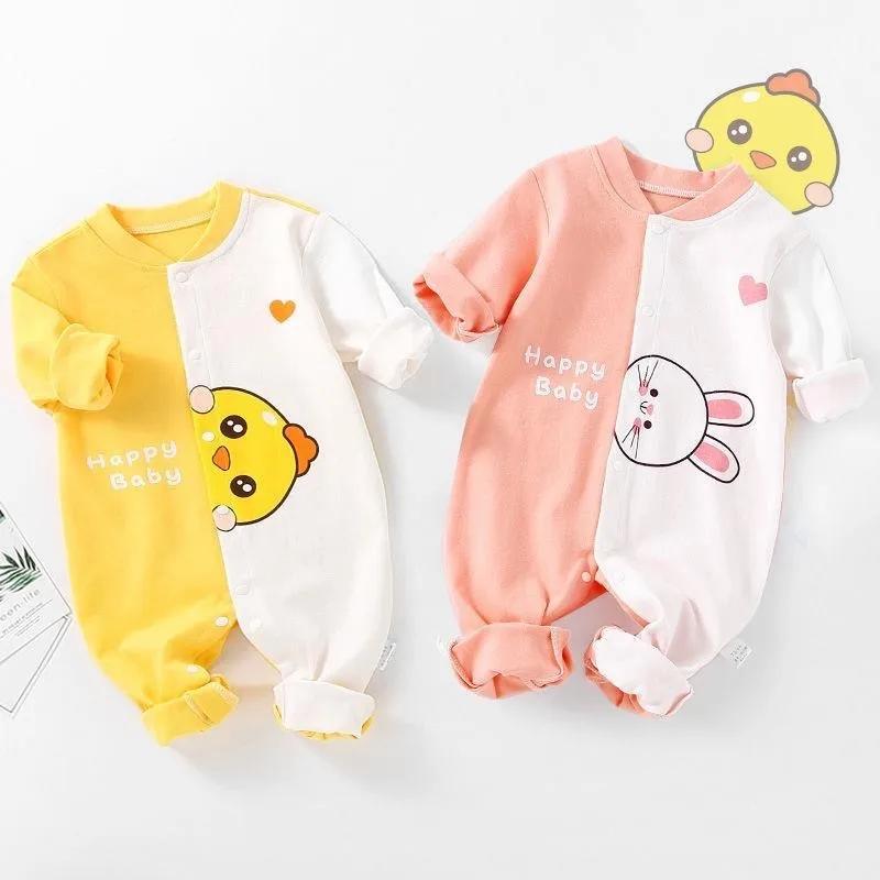 Newborn Boys Girls Long Sleeve Bodysuits Cute Soft Pure Cotton Rompers Autumn Winter Outer Wear Babies Cartoon Printed Pajamas baby rompers cotton jumpsuit cotton onesies baby jumpsuit baby clothing