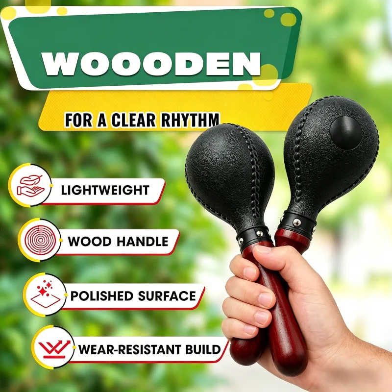 Professional Maracas Pair with ABS Shell and Wooden Handles for Live Performances and Parties