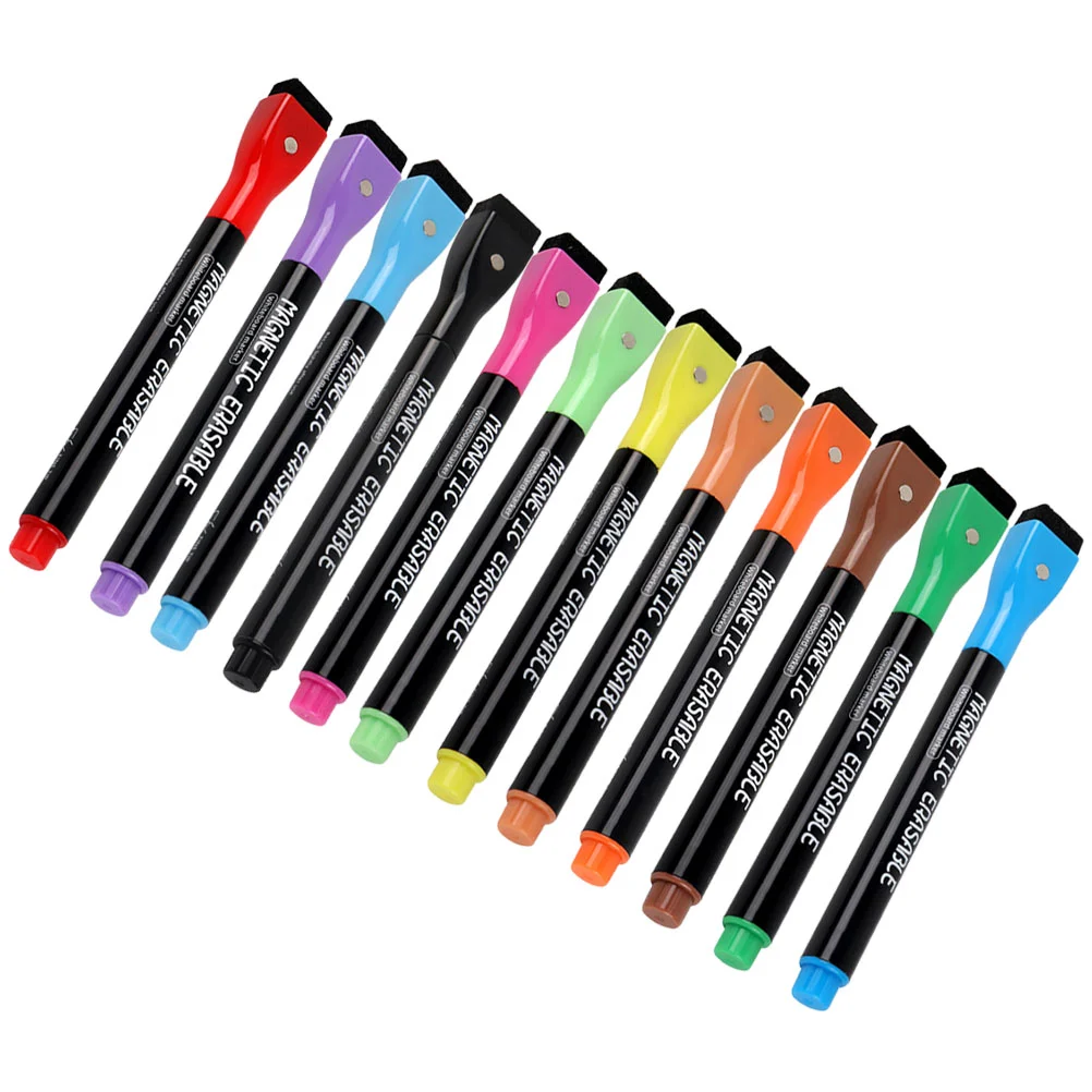 

Marker Pen Yihui Whiteboard Children's Magnetic Fine Head Color Painting Water-based Erasable 12 Set Plastic Markers