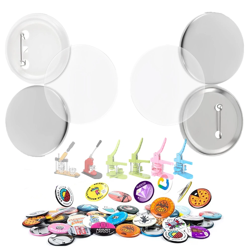 25-75MM Badges Button Maker Part 100PCS Blank Plastic Badge or Metal Badge DIY Pin Badges Maker Supplies For Badge Button Make badge parts,button making supplies