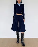 Women Drawstring  Pleated Batavia Midi Skirt 1