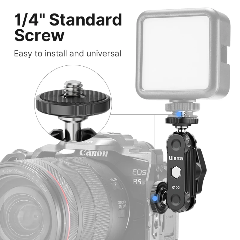 Ulanzi R102 Metal Double Ball Heads Magic Arm 360&deg;1/4''Screw Extend Mount DSLR Camera Monitor Video Mic Tripod camera ball head mount