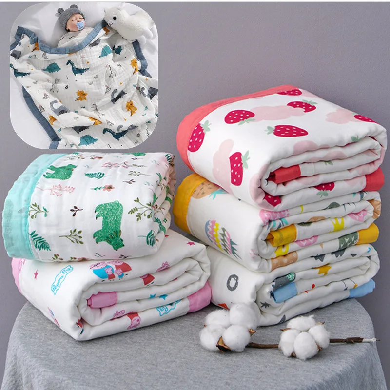 Coperta per bambini in cotone 6 strati coperta fasciatoio per neonato coperta per bambini traspirante in cartone animato e coperta invernale per asciugamani per bambini