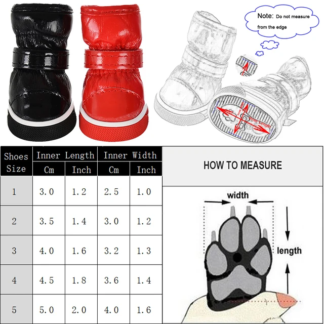 4pc/Set Pet Dog Shoes Hiking Waterproof Thicken Fleece Puppy Solid