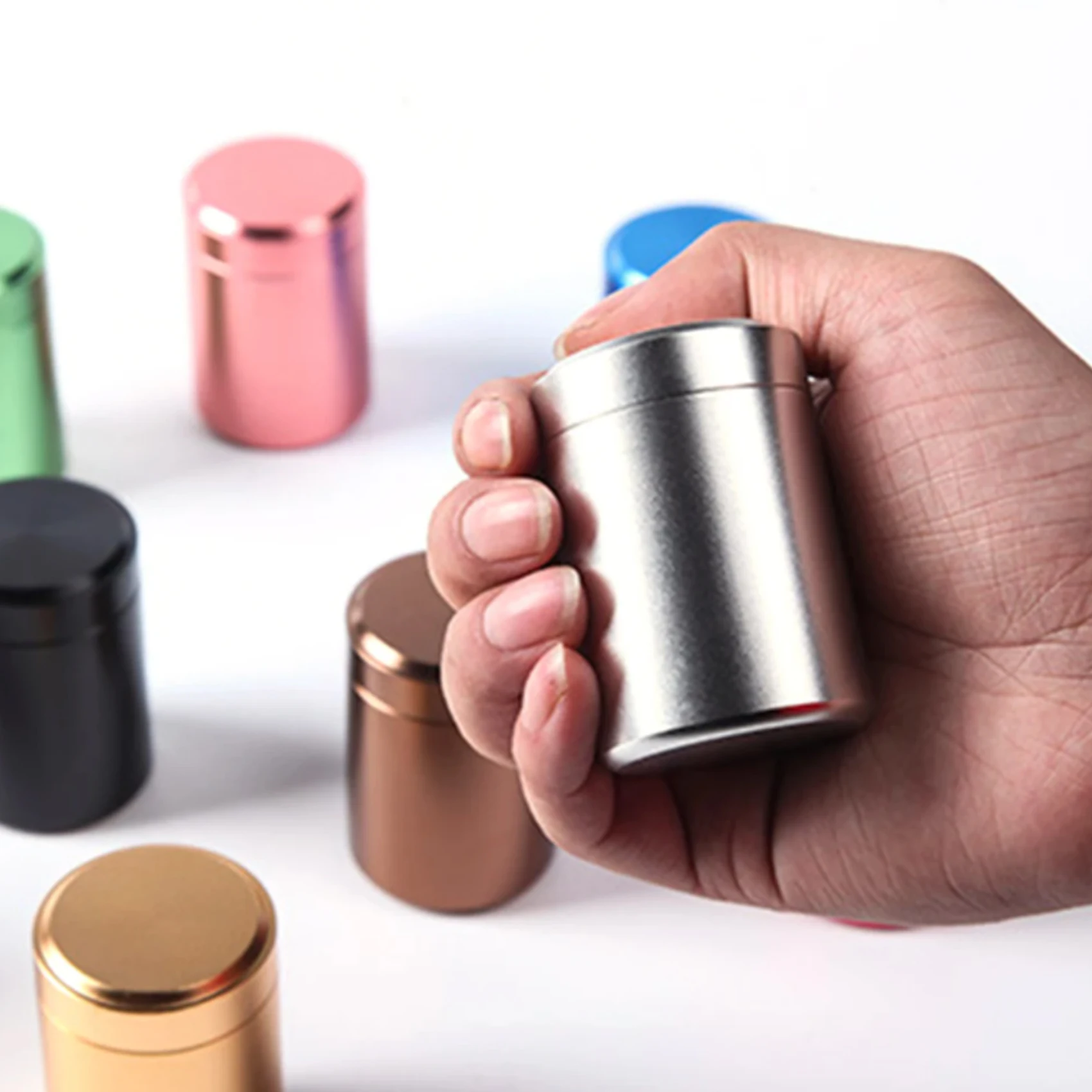 Tea Can Travel Portable Sealed Jar Metal Mini Storage Box Moisture-proof Solid Color Nut Candy Jars Food Storage Container