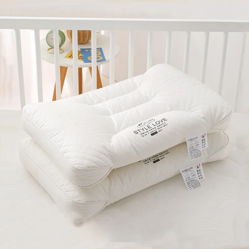 

100% Cotton Pillow Pinch Pleat Design Neck Protection King Queen Bed Pillow Neck Pillows for Sleeping Bed Pillows Bedding