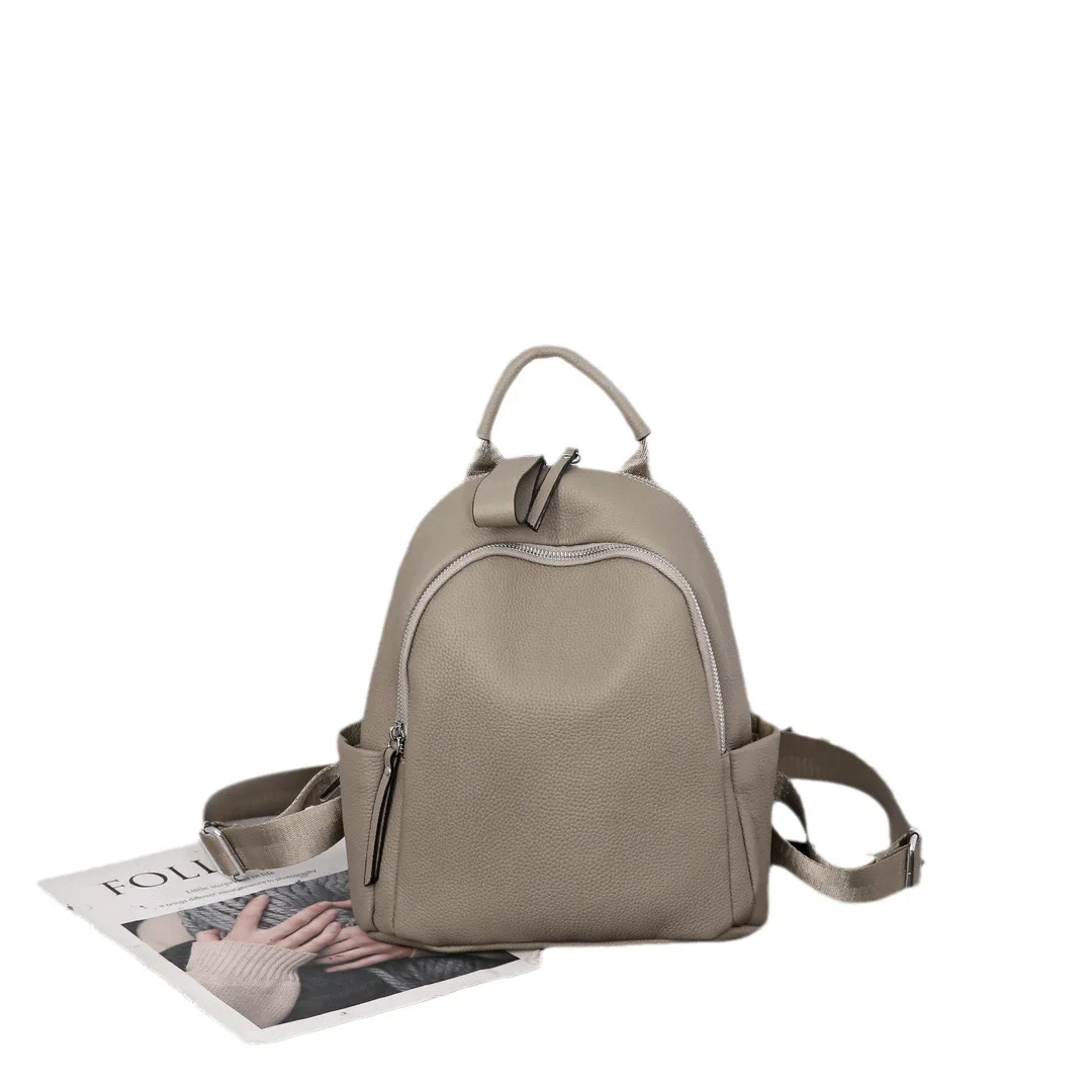 Luxury Brand Women Backpack Women's Fashion Backpack Solid Color Large Capacity Cowhide Women's