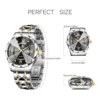 Men's Watches  Rhinestone Luxury Luminous Waterproof Double Calendar Week Quartz Movement Stainless Steel Fashion Business Watch 2