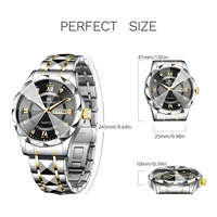 Men's Watches  Rhinestone Luxury Luminous Waterproof Double Calendar Week Quartz Movement Stainless Steel Fashion Business Watch 2