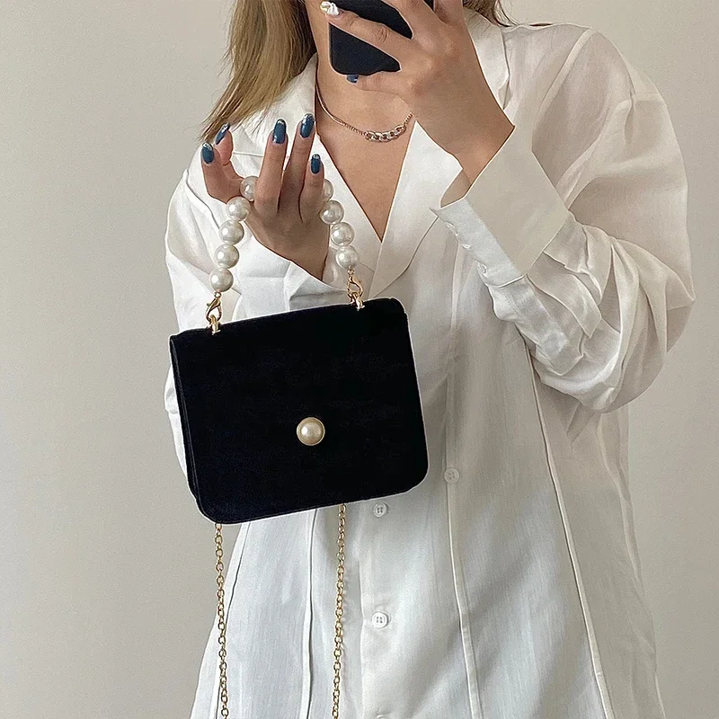 Women Shoulder Bag Vintage Small Square Shoulder Bag for Women Pearl Chain Ladies Tote Handbags Evening Clutch Purse Fashion Female Crossbody Bags crossbody bag,women shoulder bag