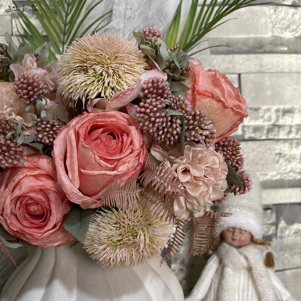 SunMade New Vintage Rose Bouquet Silk Artificial Flowers Wedding  Decorations Autumn Decoration Bridal Bouquets Home Accessories - AliExpress, image size:1000x1000