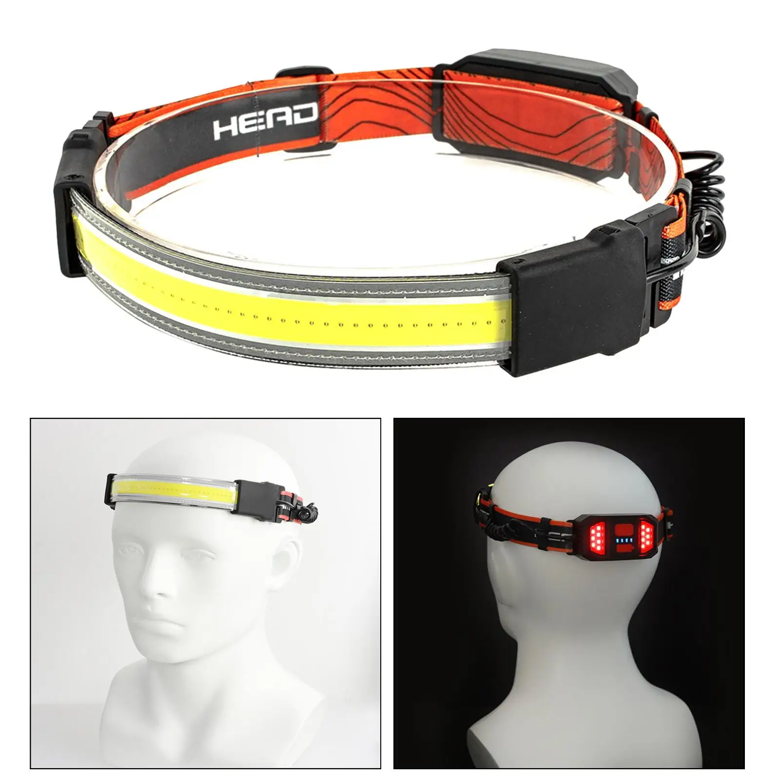 Bright COB+LED Headlamp Torch Flashlight 3 Modes Head Band Lamp for Camping