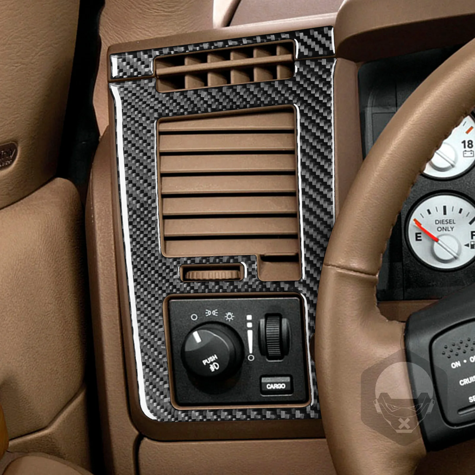 Copertura Decorativa Per Volante In Fibra Di Carbonio Per Dodge RAM 2010-2017 - Rivestimento In ABS Con Nastro Adesivo - Accessorio Interno Personalizzato