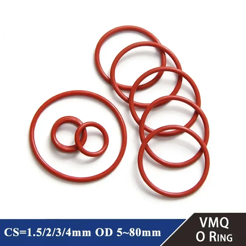 Silicone o rings 10pcs VMQ O Ring Silicone O-Ring CS 1.5/2/3/4mm Food Grade Rings OD 5-80mm Washer Gaskets Waterproof And Insulated Gasket